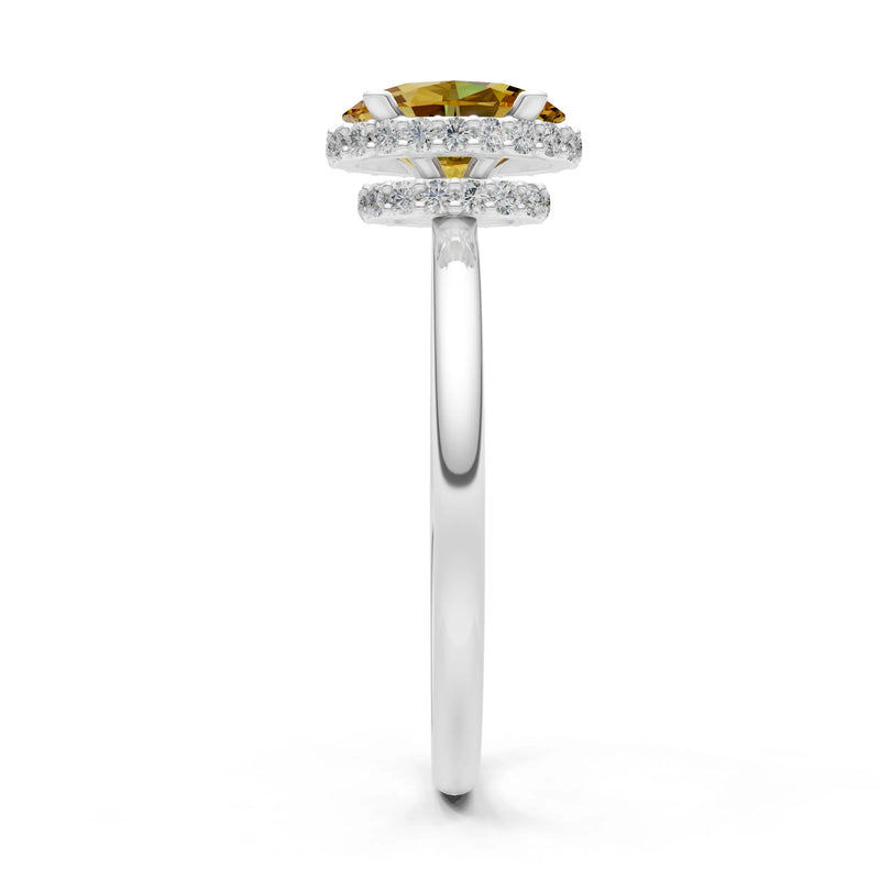 Oval Hidden Double Halo Engagement Gold Ring