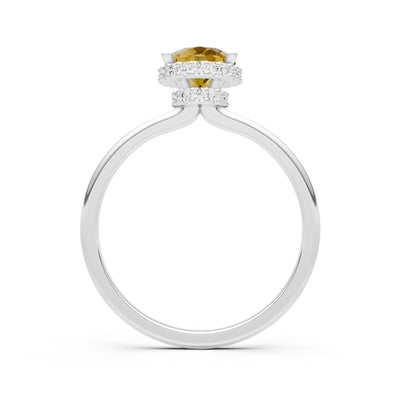 Citrine Oval Hidden Double Halo Engagement Ring
