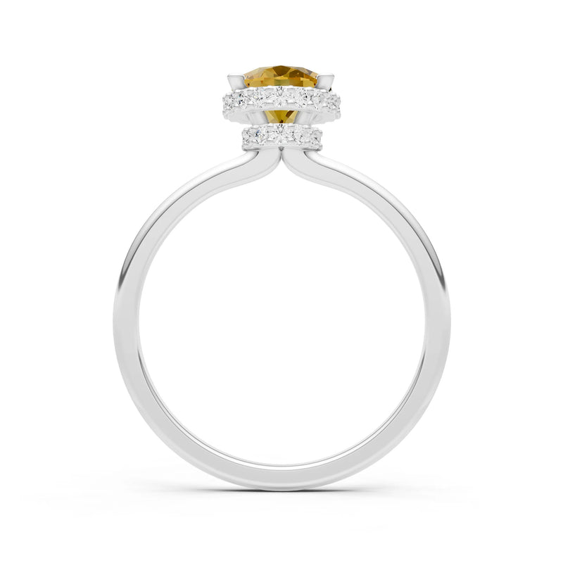 Citrine Oval Hidden Double Halo Engagement Ring