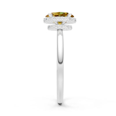 Citrine Oval Hidden Double Halo Engagement Ring