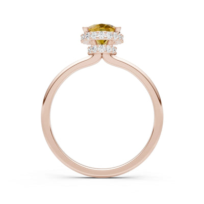 Citrine Oval Hidden Double Halo Engagement Ring