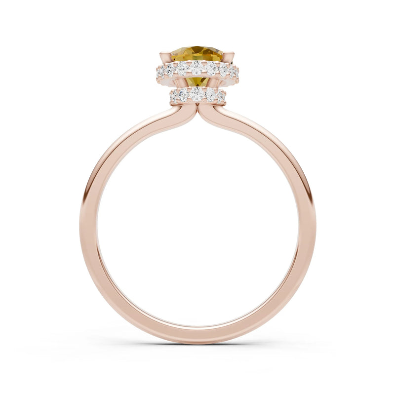 Citrine Oval Hidden Double Halo Engagement Ring