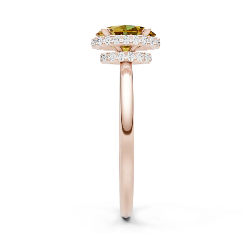 Oval Hidden Double Halo Engagement Gold Ring