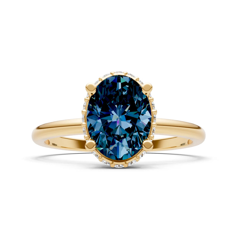 Alexandrite Oval Hidden Double Halo Engagement Ring