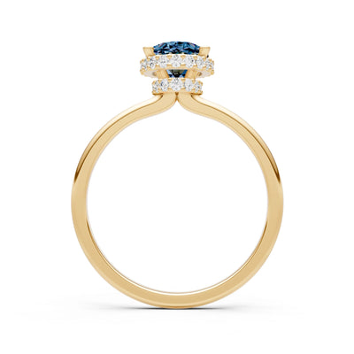 Alexandrite Oval Hidden Double Halo Engagement Ring