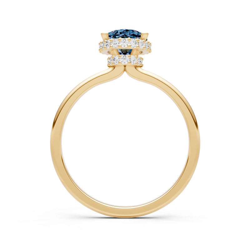 Alexandrite Oval Hidden Double Halo Engagement Ring