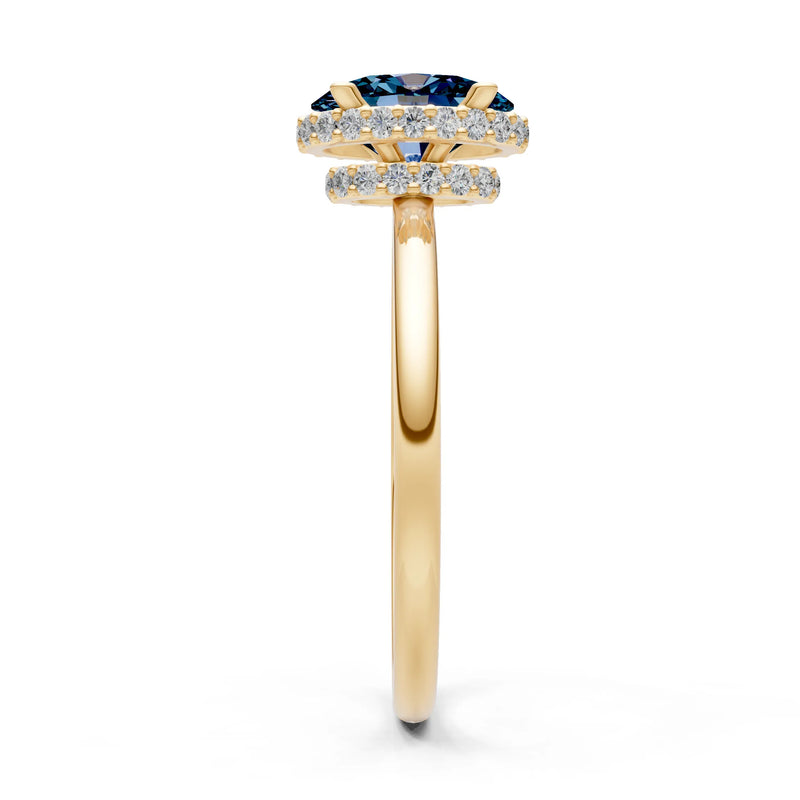 Oval Hidden Double Halo Engagement Gold Ring