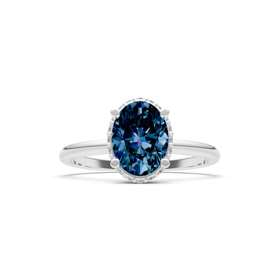Oval Hidden Double Halo Engagement Gold Ring
