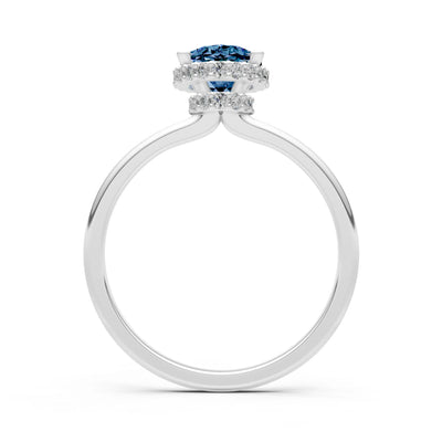 Oval Hidden Double Halo Engagement Gold Ring