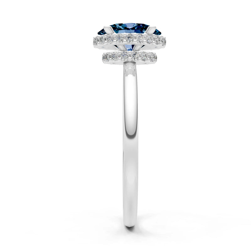Oval Hidden Double Halo Engagement Gold Ring