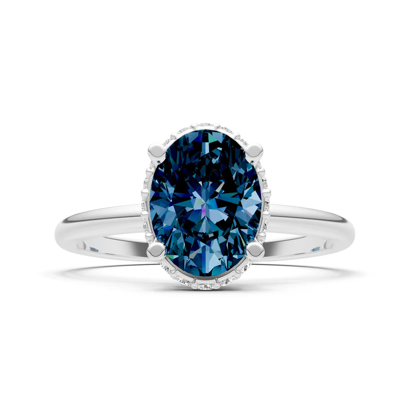 Alexandrite Oval Hidden Double Halo Engagement Ring