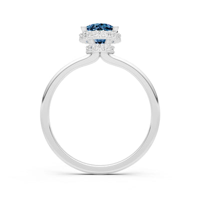 Alexandrite Oval Hidden Double Halo Engagement Ring