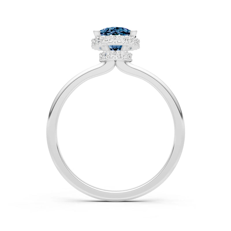 Alexandrite Oval Hidden Double Halo Engagement Ring
