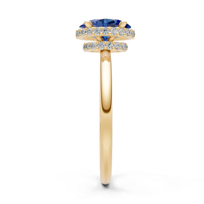 Oval Hidden Double Halo Engagement Gold Ring