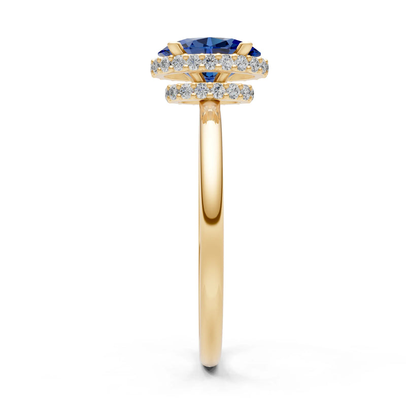 Oval Hidden Double Halo Engagement Gold Ring