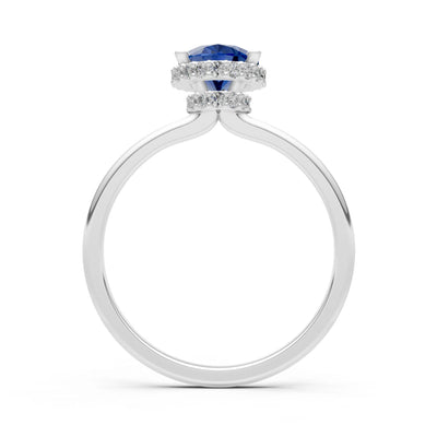 Oval Hidden Double Halo Engagement Gold Ring