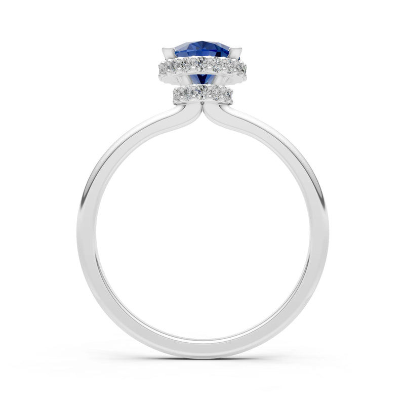 Oval Hidden Double Halo Engagement Gold Ring