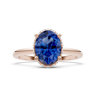 Oval Hidden Double Halo Engagement Gold Ring
