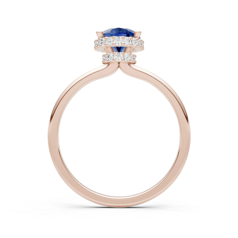 Oval Hidden Double Halo Engagement Gold Ring