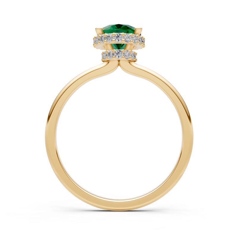 Oval Hidden Double Halo Engagement Gold Ring