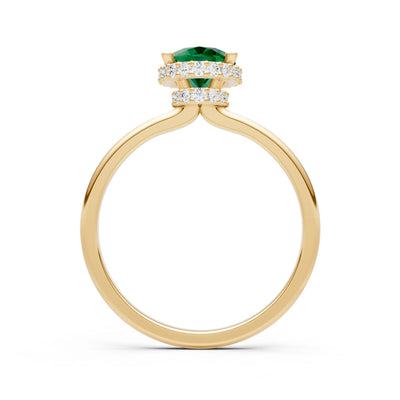 Emerald Oval Hidden Double Halo Engagement Ring
