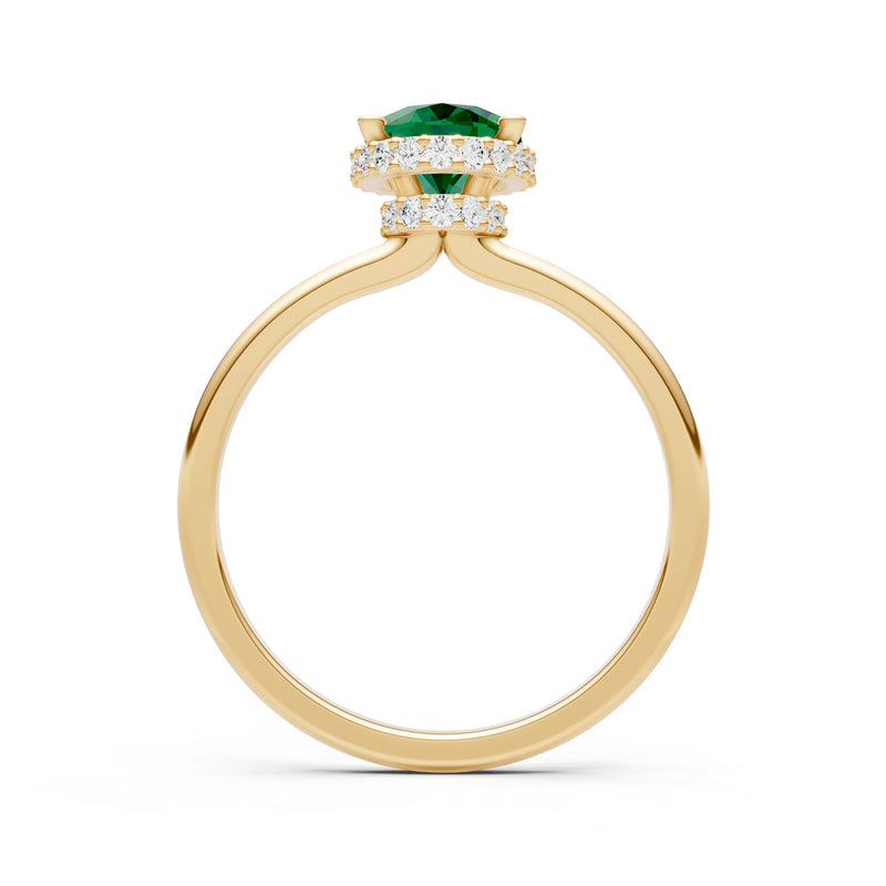 Emerald Oval Hidden Double Halo Engagement Ring