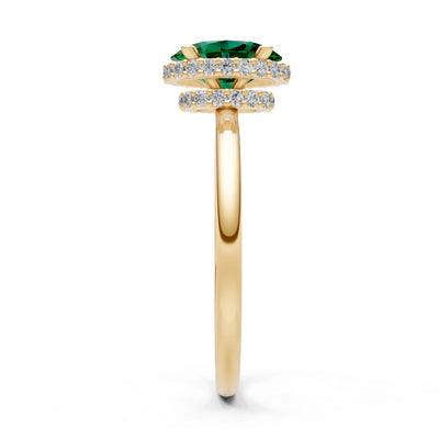Oval Hidden Double Halo Engagement Gold Ring