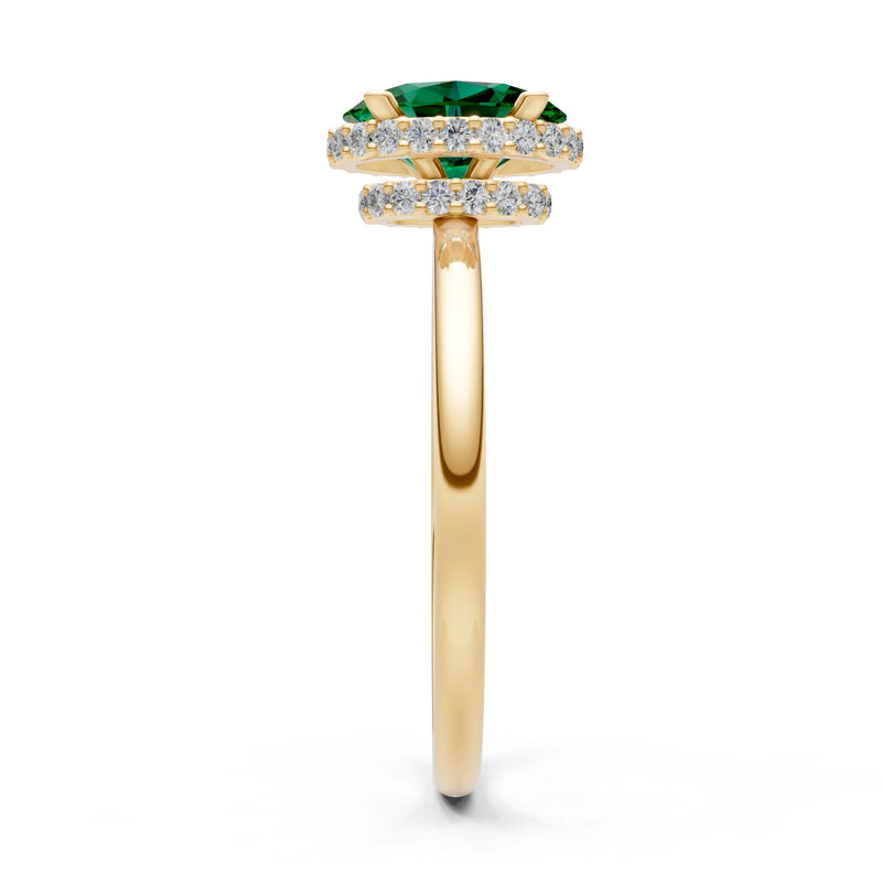 Oval Hidden Double Halo Engagement Gold Ring