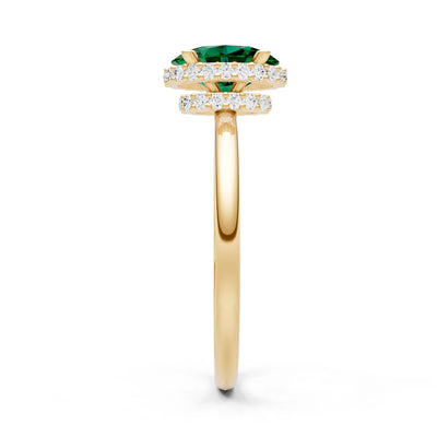 Emerald Oval Hidden Double Halo Engagement Ring