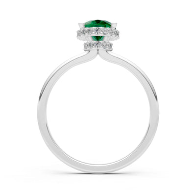 Oval Hidden Double Halo Engagement Gold Ring
