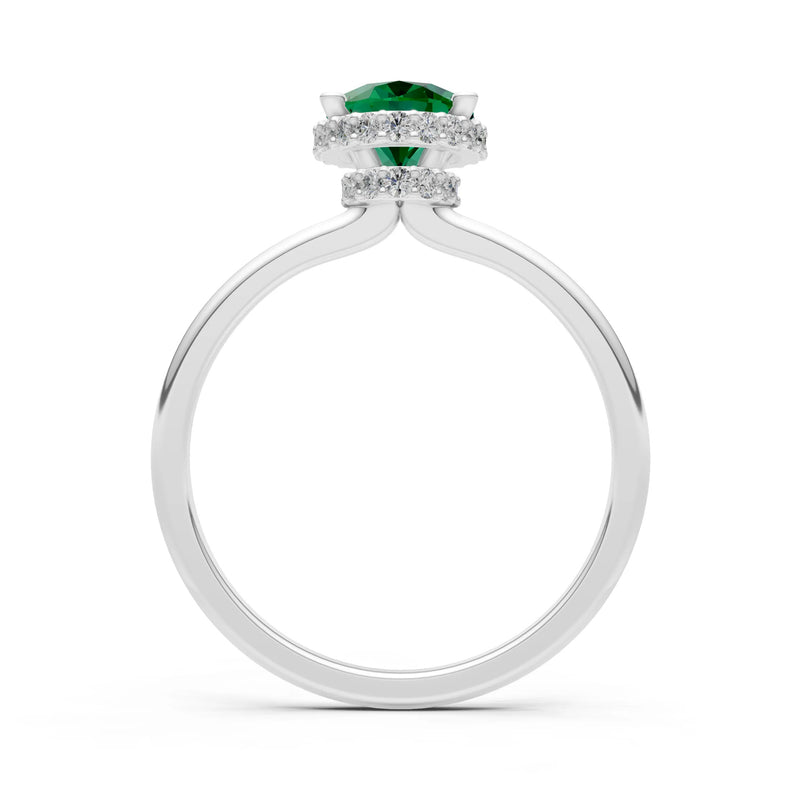 Oval Hidden Double Halo Engagement Gold Ring