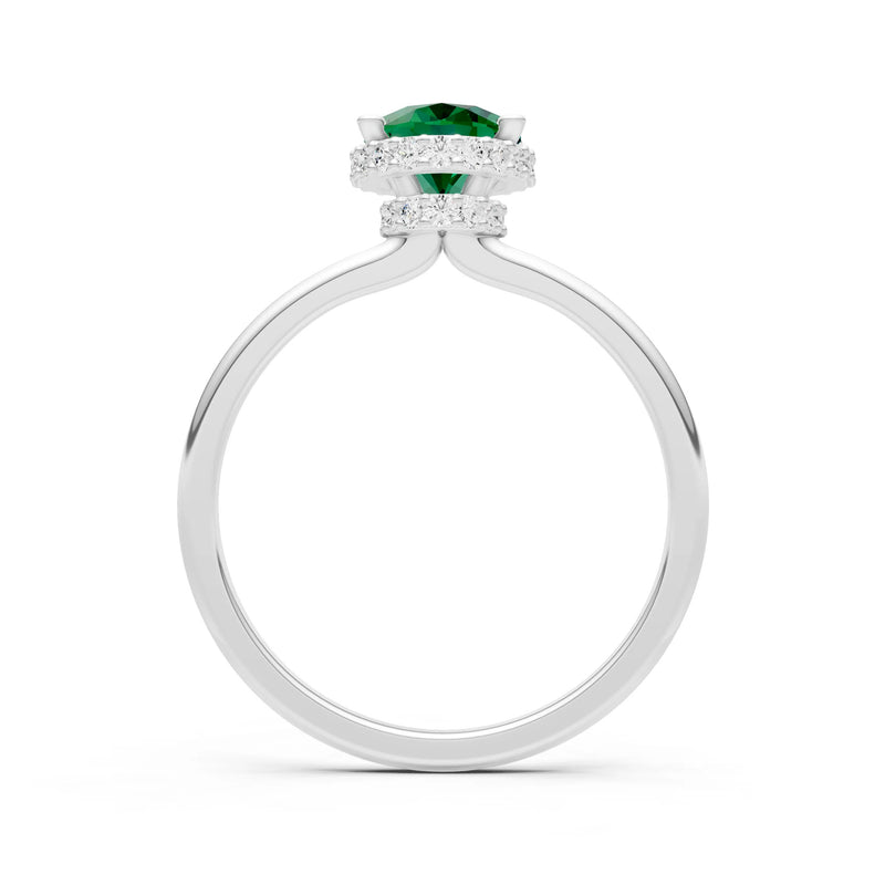 Emerald Oval Hidden Double Halo Engagement Ring