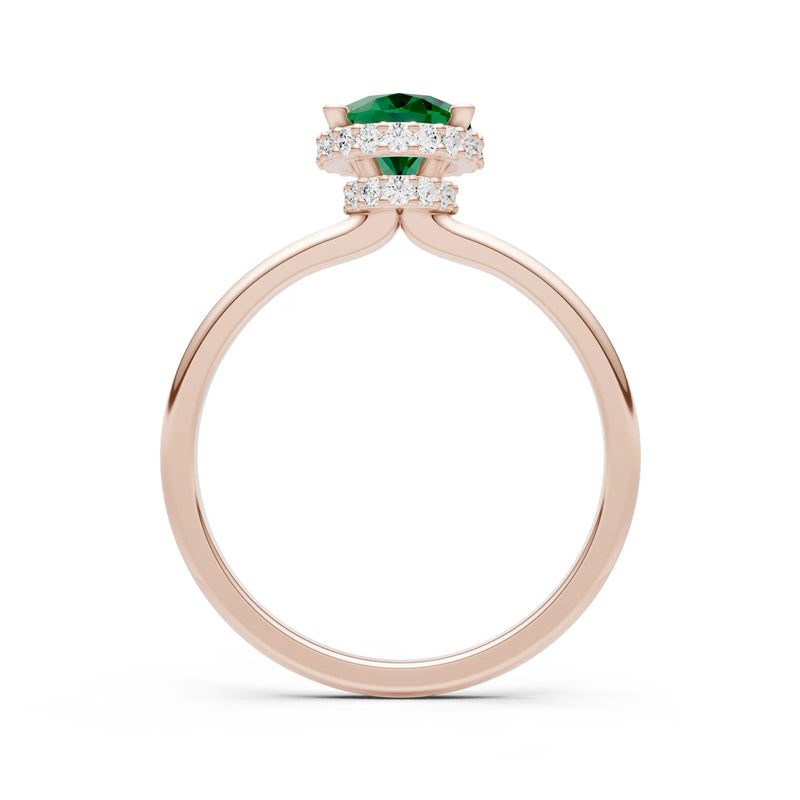 Oval Hidden Double Halo Engagement Gold Ring
