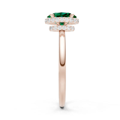 Oval Hidden Double Halo Engagement Gold Ring