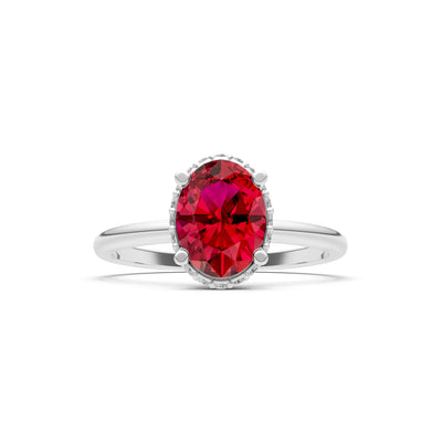 Oval Hidden Double Halo Engagement Gold Ring