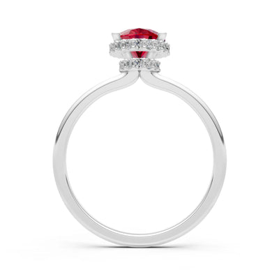 Oval Hidden Double Halo Engagement Gold Ring