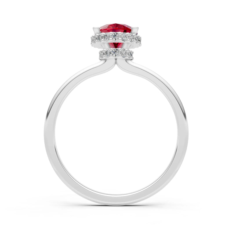 Oval Hidden Double Halo Engagement Gold Ring