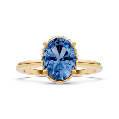 London Blue Topaz Oval Hidden Double Halo Engagement Ring