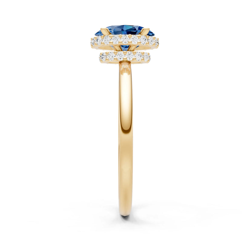 London Blue Topaz Oval Hidden Double Halo Engagement Ring