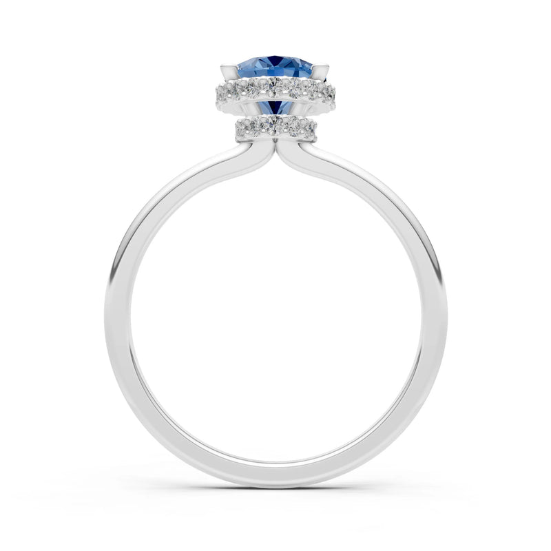 Oval Hidden Double Halo Engagement Gold Ring