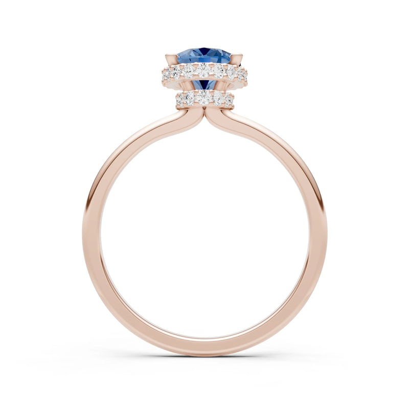 Oval Hidden Double Halo Engagement Gold Ring