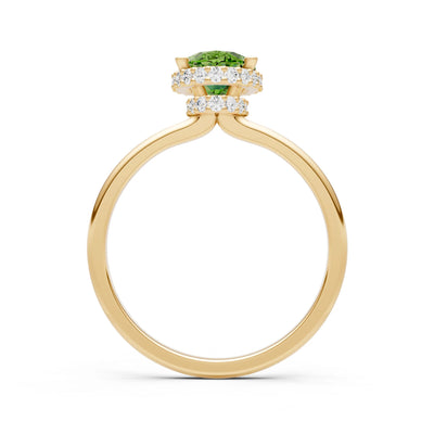Peridot Oval Hidden Double Halo Engagement Ring