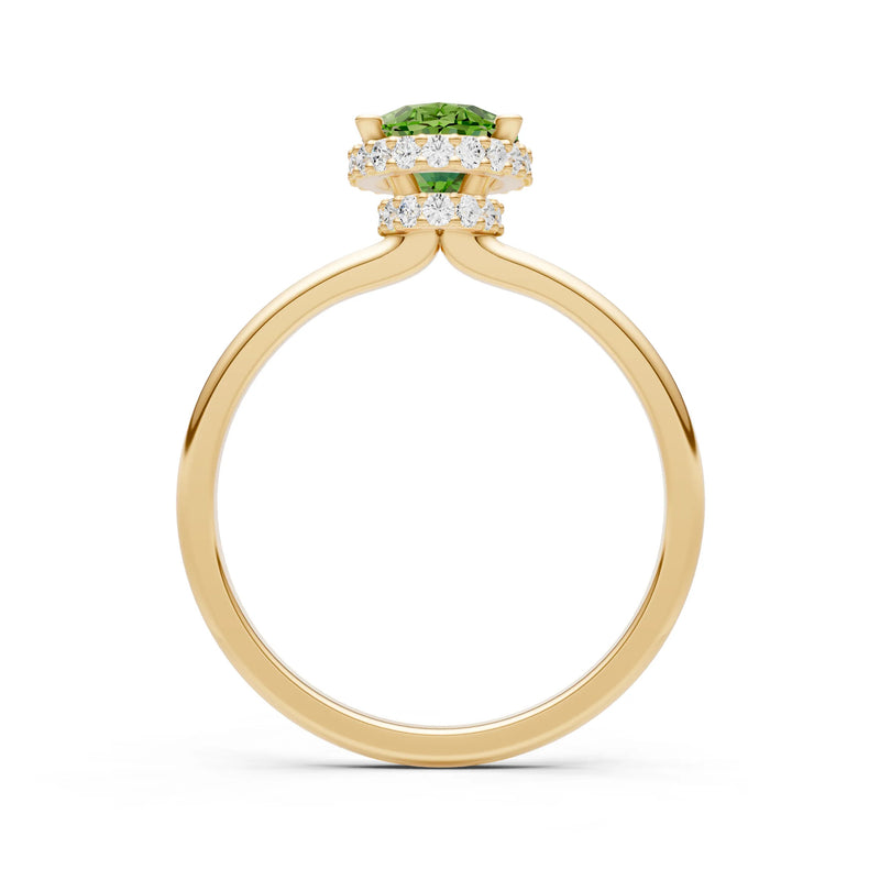 Peridot Oval Hidden Double Halo Engagement Ring