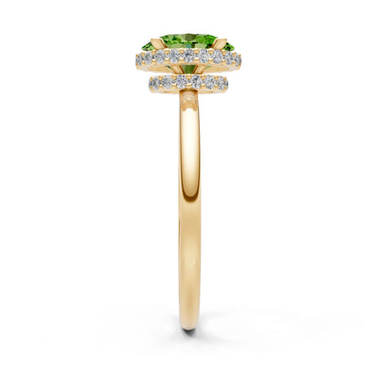 Oval Hidden Double Halo Engagement Gold Ring