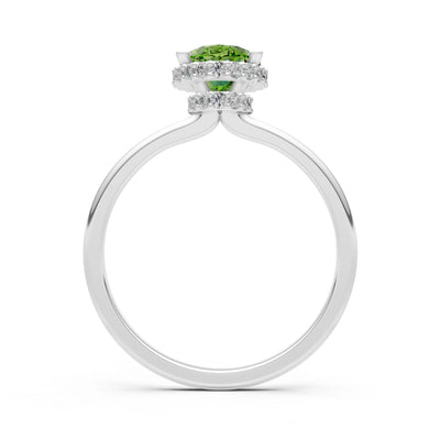 Oval Hidden Double Halo Engagement Gold Ring