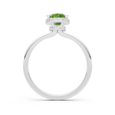 Peridot Oval Hidden Double Halo Engagement Ring