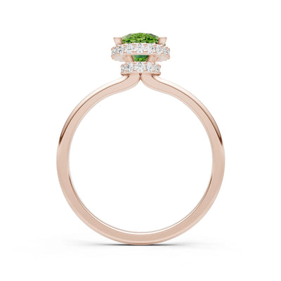 Oval Hidden Double Halo Engagement Gold Ring