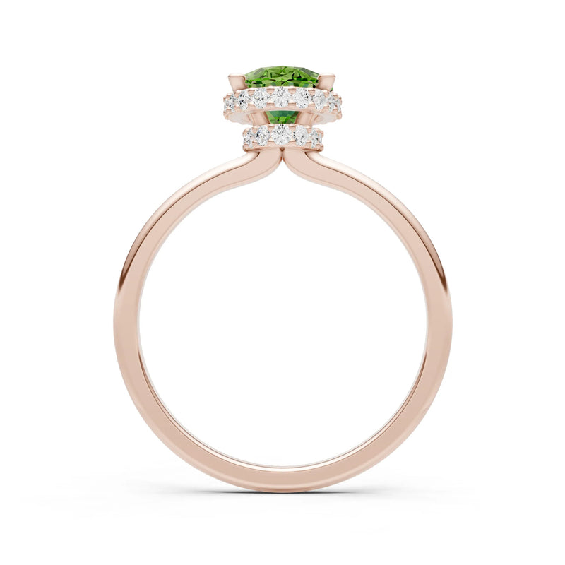 Oval Hidden Double Halo Engagement Gold Ring