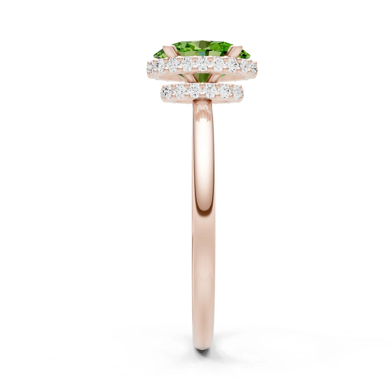 Oval Hidden Double Halo Engagement Gold Ring