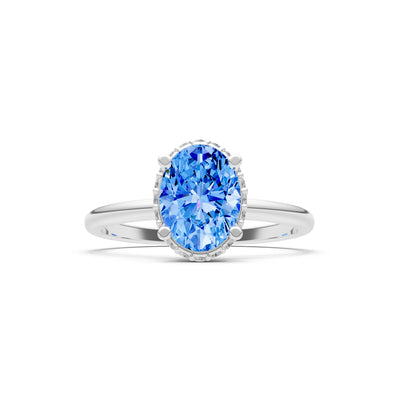 Oval Hidden Double Halo Engagement Gold Ring